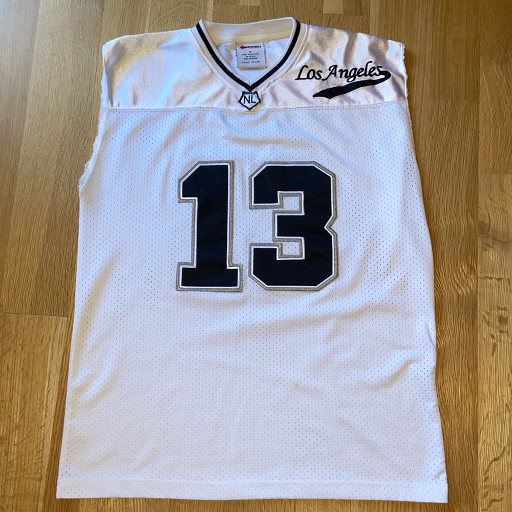 Vintage LA Jersey Los Angeles #13 13 White Black Gray Mesh Athletic Sport Shirt